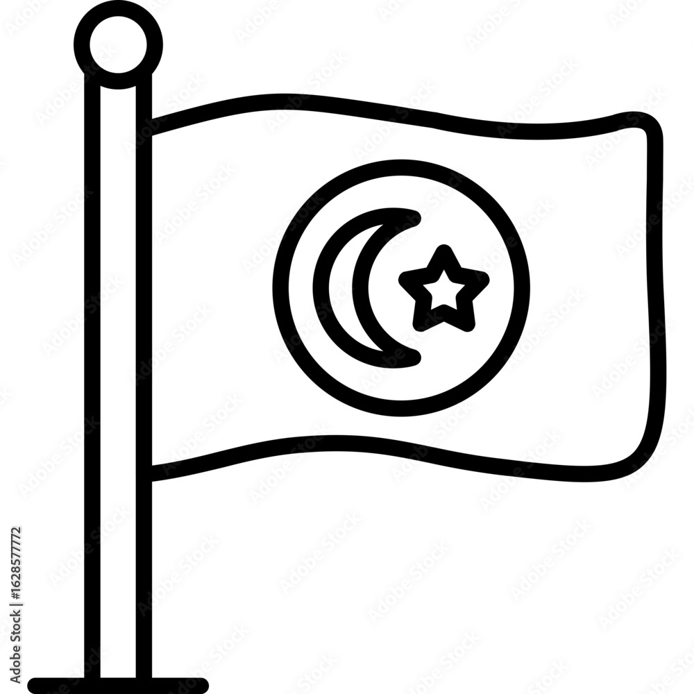 Fototapeta premium Tunisia Line Icon Design: Minimal Outline Symbols & Vector Art