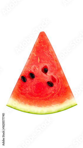 Triangular watermelon slice with seeds, a refreshing summer treat on transparent background
