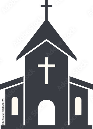 A simple but elegant illustration of a church, with a cross atop its roof, it evokes a sense of peace and community Vector