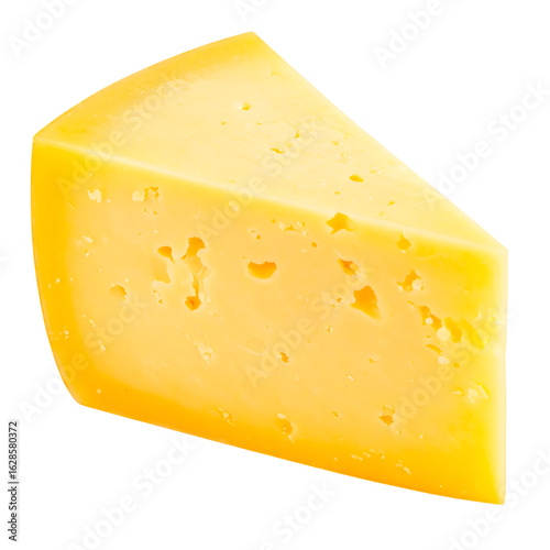 Yellow cheese wedge, dairy product, food ingredient on transparent background