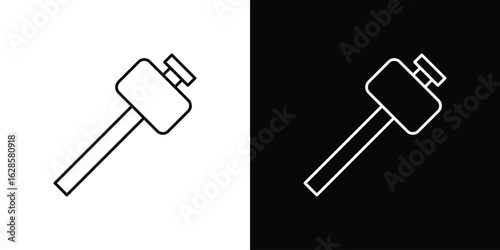 Wooden mallet icon vector illustration sign symbol. linear design