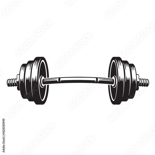 Vector illustration of a heavy barbell for strength training and fitness activities