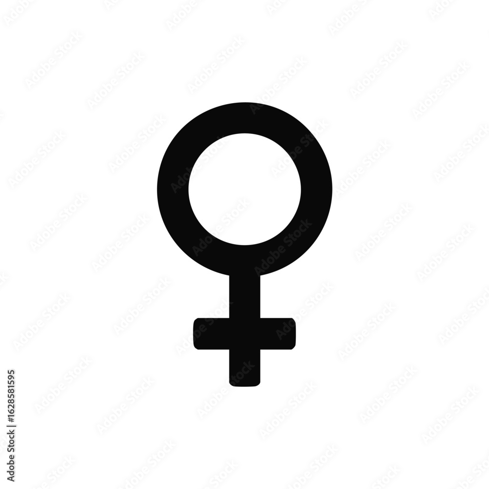 A minimalist black female gender symbol, often called the Venus sign, stands boldly on a pure white background, representing womanhood, identity, and gender equality. A minimalist black female gender symbol, often called the Venus sign, stands boldly on a pure white background, representing womanhood, identity, and gender equality.