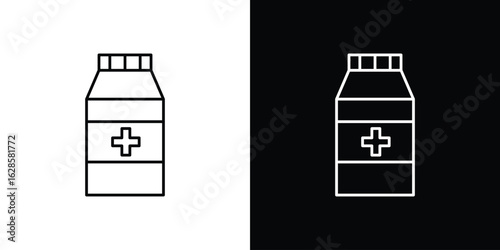 Syrup medicine bottle icon vector illustration sign symbol. linear design