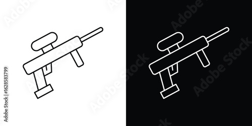 Paintball gun icon vector illustration sign symbol. linear design