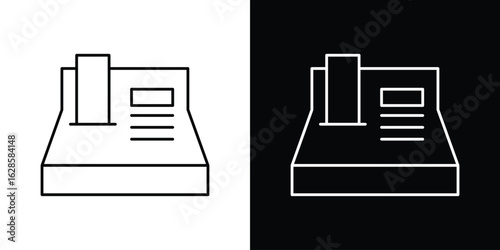 Money counting machine icon vector illustration sign symbol. linear design