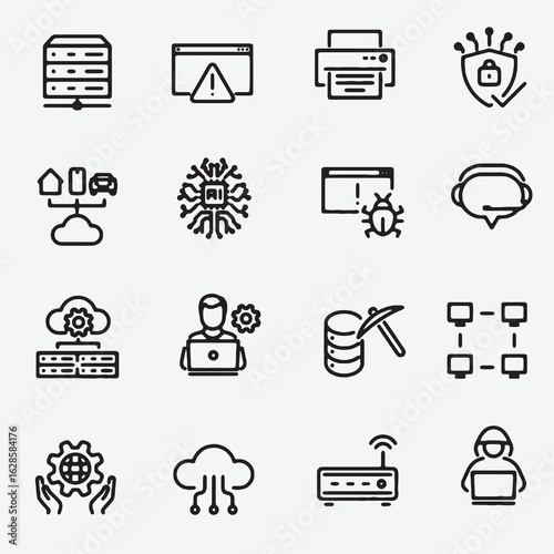 Pack web hosting icons Royalty Vector Image design