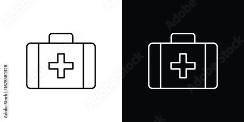 Medical aid kit icon vector illustration sign symbol. linear design