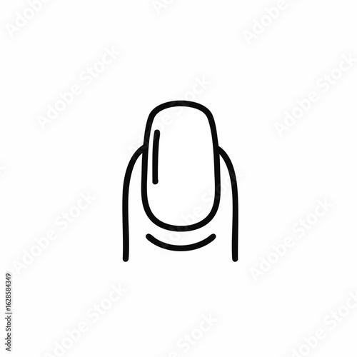 A clean, minimalist line art icon depicts a single human fingernail, perfect for beauty, health, or personal care graphic design projects.