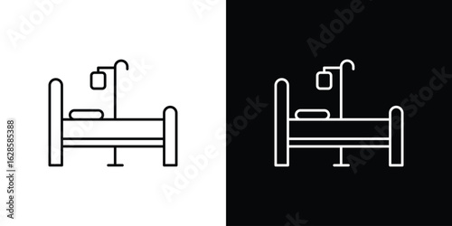 Hospital bed icon vector illustration sign symbol. linear design