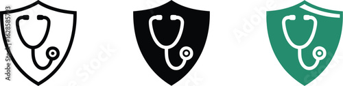 Medical shield icons for healthcare protection assurance