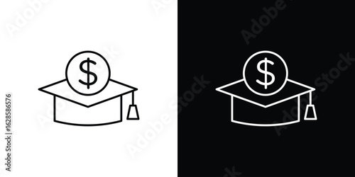 Education cost icon vector illustration sign symbol. linear design