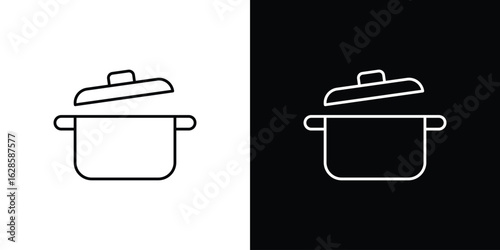 Cooking pot icon vector illustration sign symbol. linear design