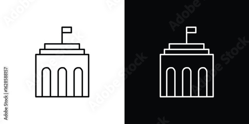 City hall building icon vector illustration sign symbol. linear design