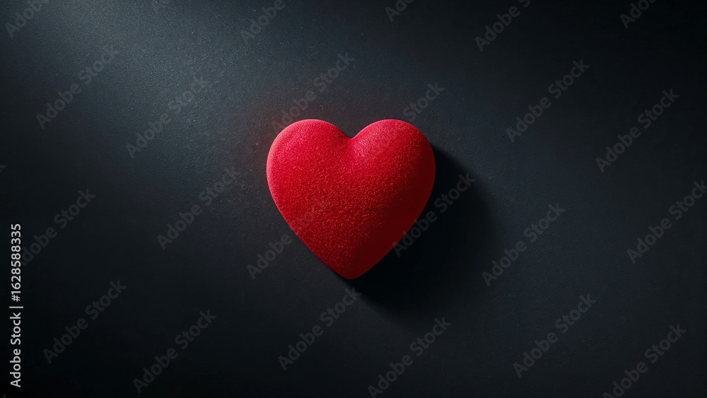 Fototapeta premium Heart Shaped Red Object on Dark Textured Surface Background