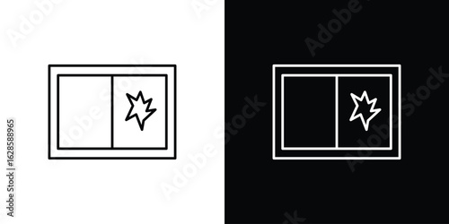 Broken window icon vector illustration sign symbol. linear design