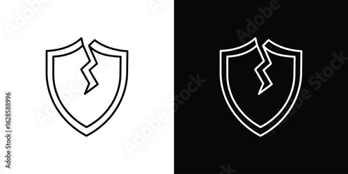 Broken shield icon vector illustration sign symbol. linear design