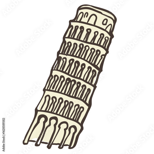 Illustration of Pisa Tower. Vector Graphic on the white Background.