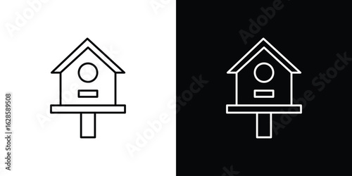 Bird house icon vector illustration sign symbol. linear design