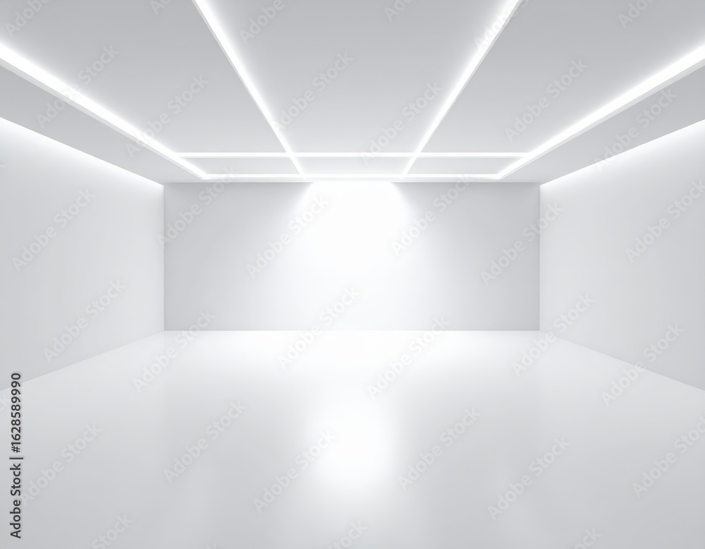 Fototapeta premium a close up of a white room with a light coming from the ceiling