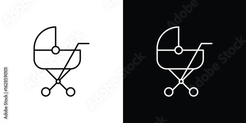 Baby carriage icon vector illustration sign symbol. linear design