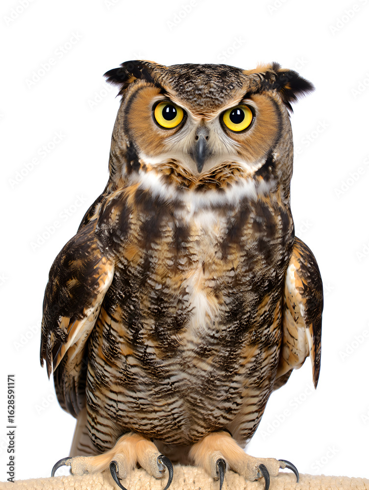 Obraz premium great horned owl isolated on white background