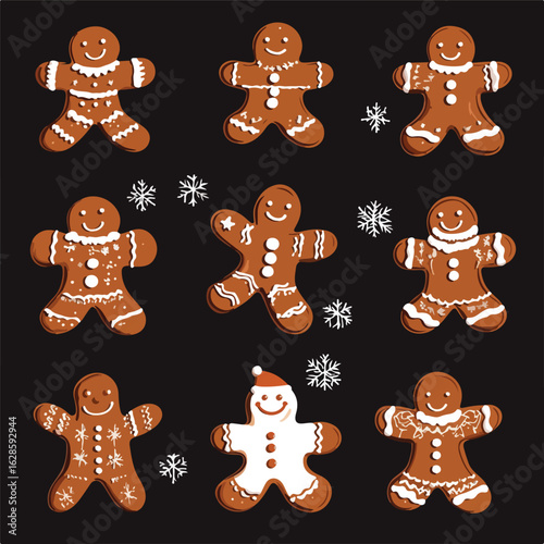 Festive Gingerbread Cookies Set Illustration