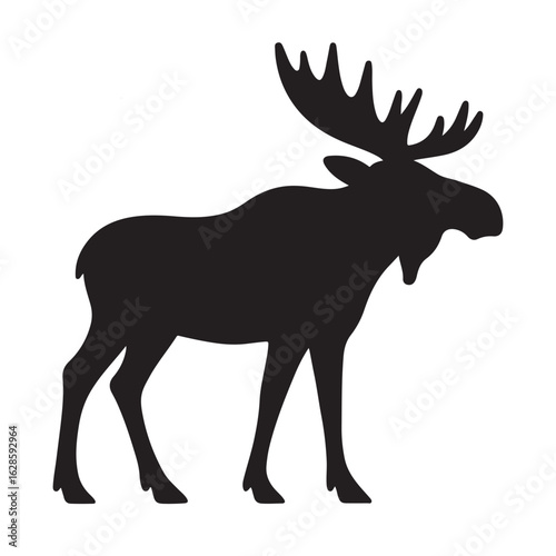 Moose Silhouette set Vector, Wild Animal Icon for Nature, Wildlife and Outdoor Designs