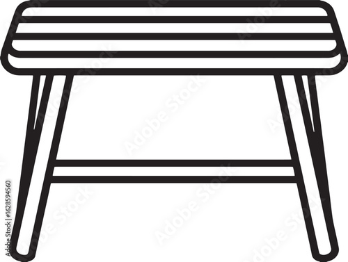 Sleek entry bench with clean outlined vector artwork