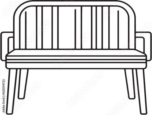 Elegant hallway seating bench in flat 2D vector