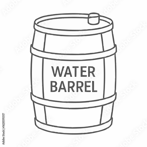 Water barrel illustration with labeled text for storage use  