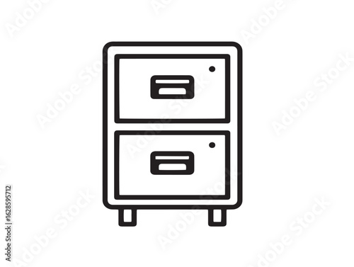 Elegant office cabinet drawer icon in 2D vector style