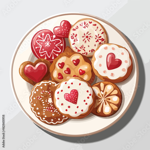 Festive Christmas cookies on plate
