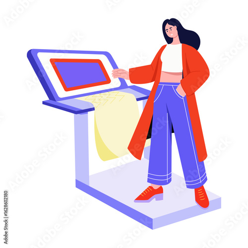 A flat style illustration depicting textile printing