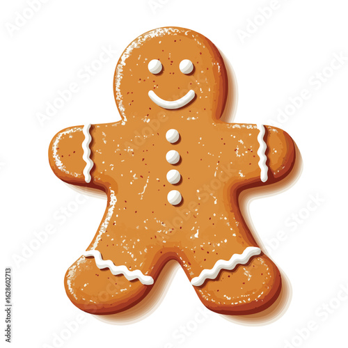 Festive Christmas Gingerbread Cookies on White