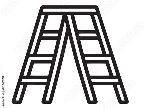 Elegant Folding Ladder Icon Design in Clean Stylish Vector Drawing