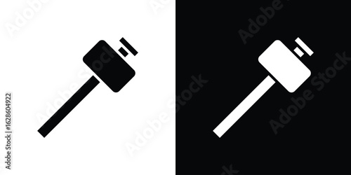 Wooden mallet icon. simple glyph icon. Vector solid isolated black illustration.