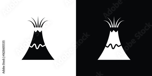 Volcano eruption icon. simple glyph icon. Vector solid isolated black illustration.