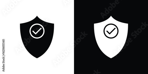 Virus protection shield icon. simple glyph icon. Vector solid isolated black illustration.