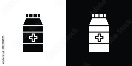 Syrup medicine bottle icon. simple glyph icon. Vector solid isolated black illustration.
