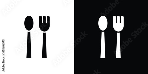 Spoon and Fork icon. simple glyph icon. Vector solid isolated black illustration.