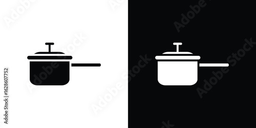 Sauce pan icon. simple glyph icon. Vector solid isolated black illustration.