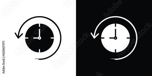 Rewind time icon. simple glyph icon. Vector solid isolated black illustration.