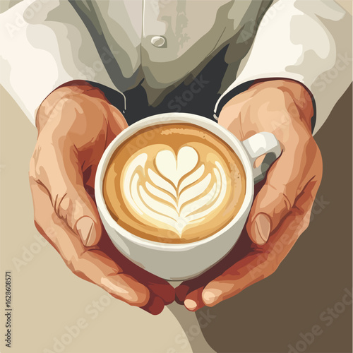 Barista preparing cappuccino close-up