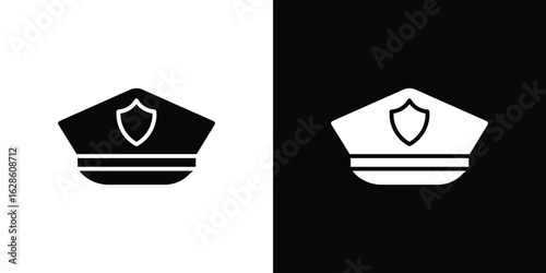 Police cap icon. simple glyph icon. Vector solid isolated black illustration.