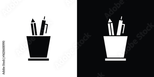 Pencil holder icon. simple glyph icon. Vector solid isolated black illustration.