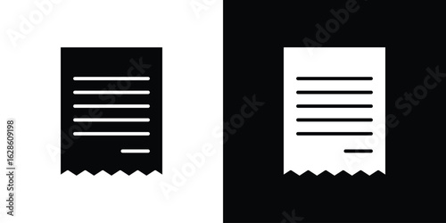 Paper receipt icon. simple glyph icon. Vector solid isolated black illustration.