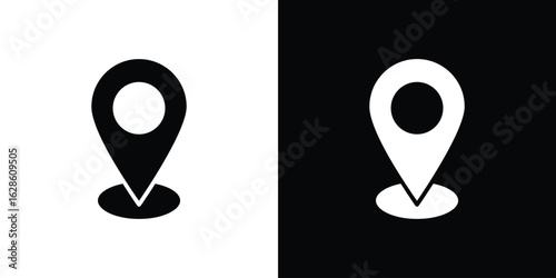 Navigation pin icon. simple glyph icon. Vector solid isolated black illustration.