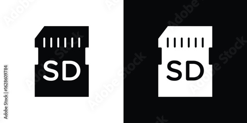 Memory card icon. simple glyph icon. Vector solid isolated black illustration.