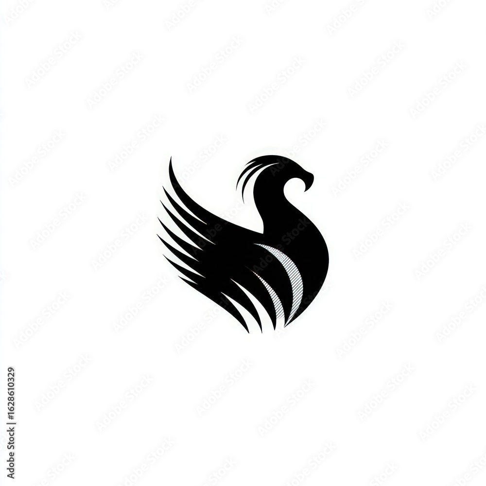 Obraz premium Abstract design of a mythical bird in profile view.